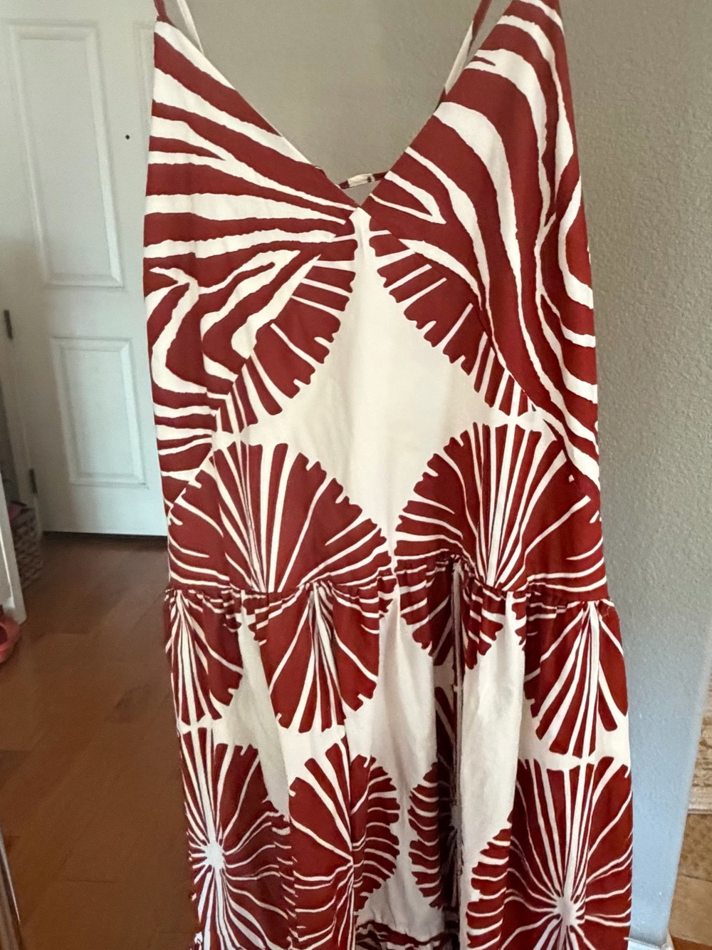 Banana Republic White and Rust Printed Maxi Dress